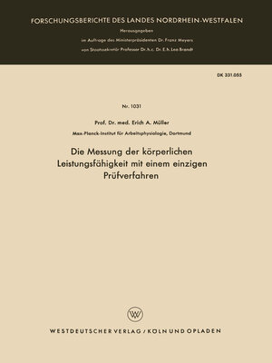 cover image of Die Messung der körperlichen Leistungsfähigkeit mit einem einzigen Prüfverfahren